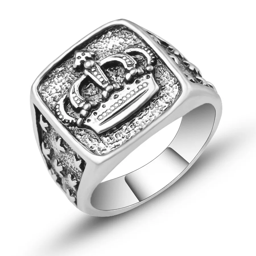 cheap New Arrival King Queen Crown Ring For Men Women Vintage Carving Stars Punk Party Jewelry Wedding Gifts