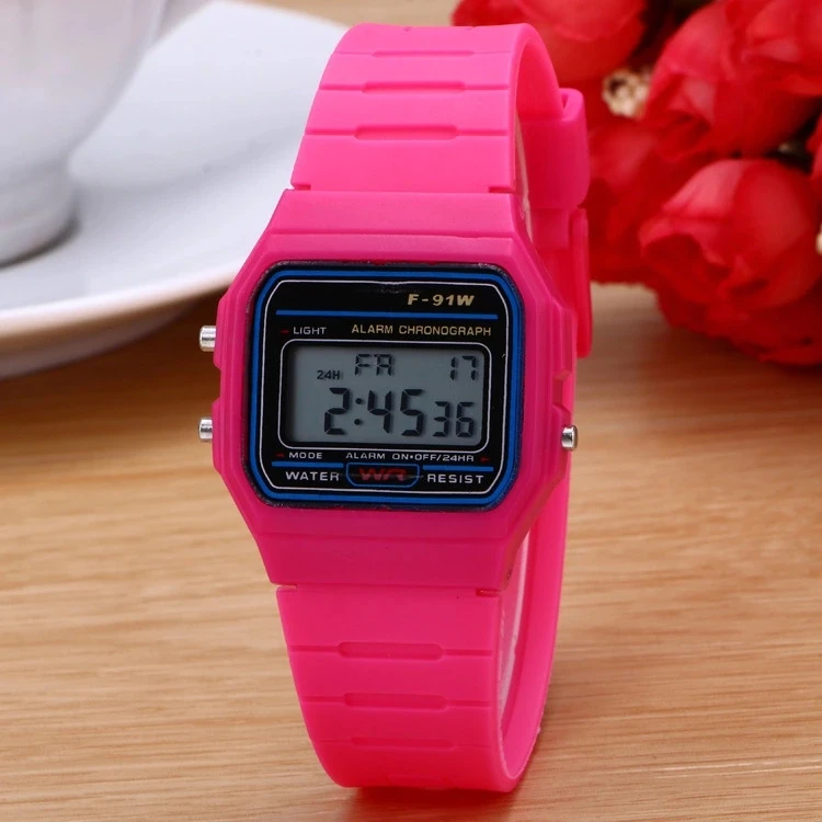 Силиконовые водонепроницаемые часы с будильником многофункциональные спортивные F91 электронные часы модные трендовые персональные детские часы