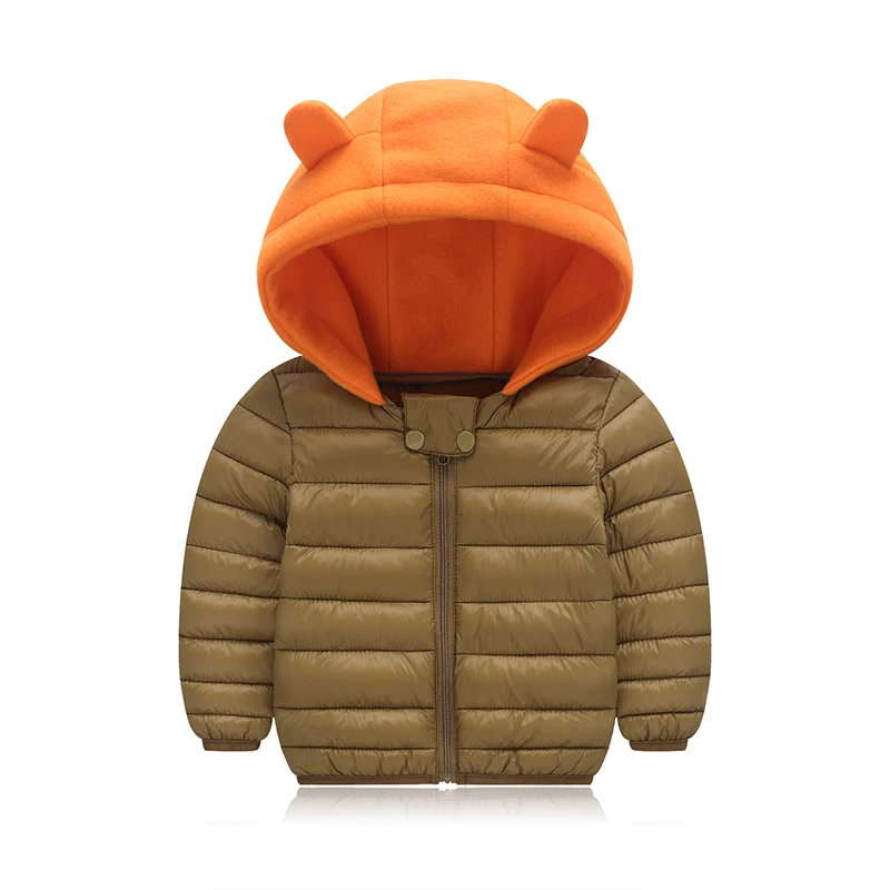 Зимняя детская зимняя одежда с капюшоном пуховая куртка для мальчиков, одежда для детей утепленная верхняя одежда, пальто Одежда для новорожденных девочек - Цвет: Brown
