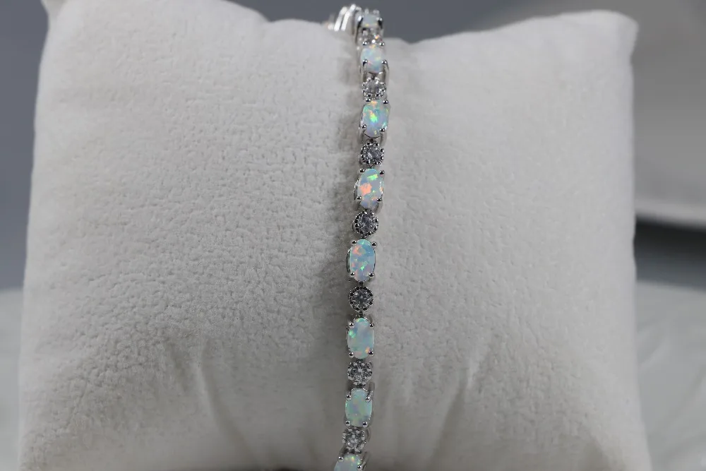 JLB-021  New Hot Oval Opal & Round Zircon Bracelet High Quality Ladies Jewelry Gift