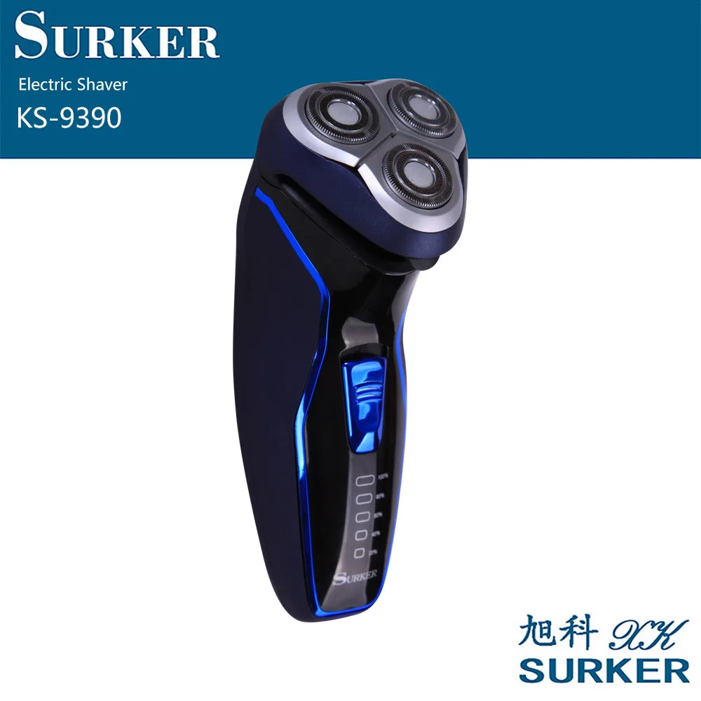 SURKER KS-9390 LCD Rechargeable Washable Electric Shaver Beard Trimmer Rotary 3 Heads Shaving Razors EU Plug Father 's Day Gift SURKER KS-9390 LCD Rechargeable Washable Electric Shaver Beard Trimmer Rotary 3 Heads Shaving Razors EU Plug Father 's Day Gift