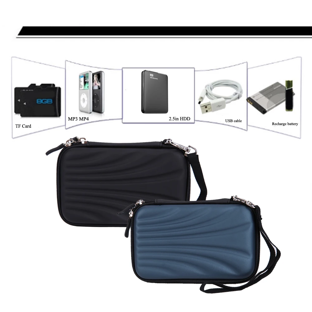 Portable 2.5inch Shell Waterproof HDD Bag SSD Protect Bag Case Box External Hard Disk Drive Bag EVA PU Carry Case