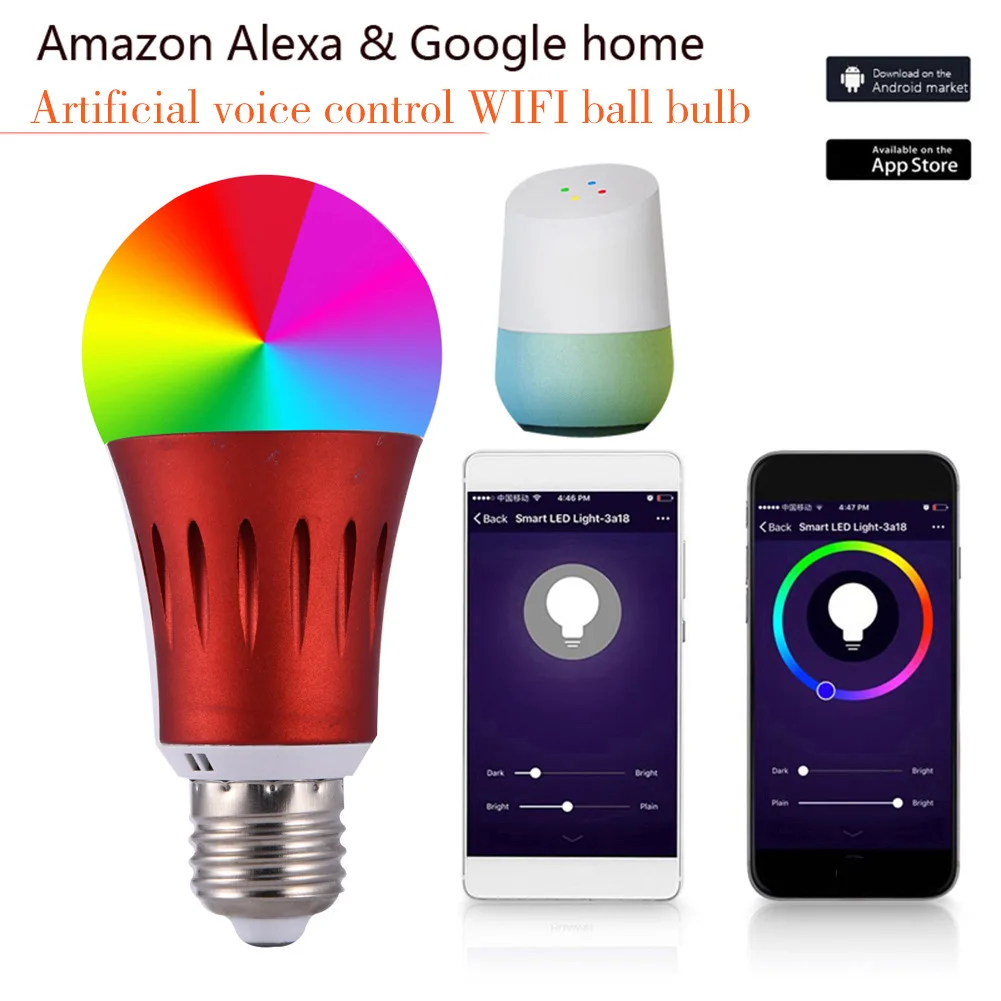 

9W wifi light bulb intelligent audio speaker voice Work with Amazon Alexa Google Home control light bulb Smart remote control