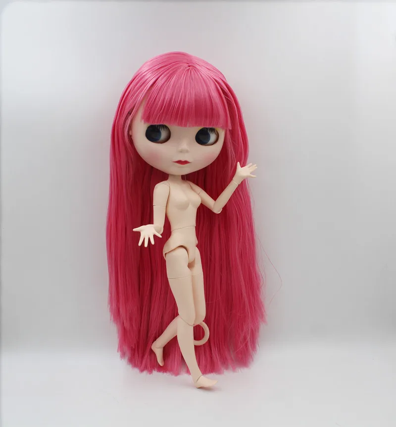 

Blyth doll,Rose red straight hair has bangs, new doll, body has 19 joints, nude doll, can be used in doll modification