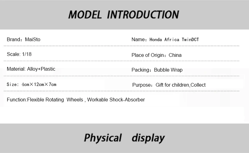 MAISTO 1:18 Hon& da Africa TwinDCT сплав Литая модель мотоцикла Рабочая короткопоглотитель игрушка для детей подарки коллекция игрушек