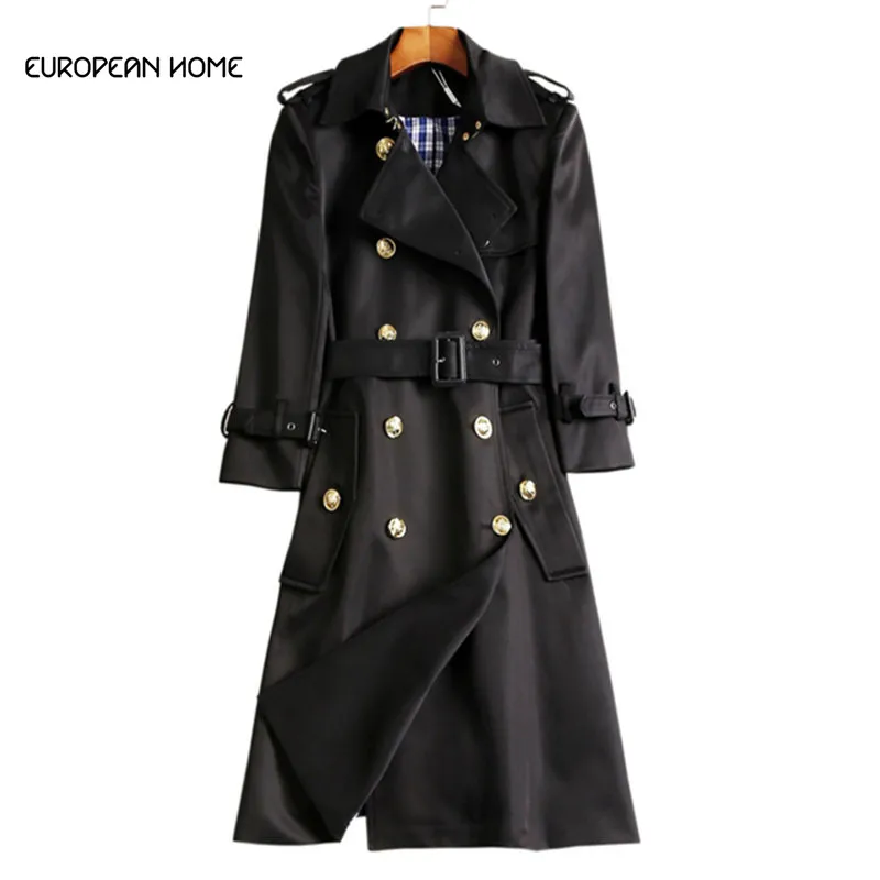 

New 2019 Spring Autumn Trench Coat Women Clothes High Quality Plus Size Overcoat Double-breasted Windbreaker Long Coat Women