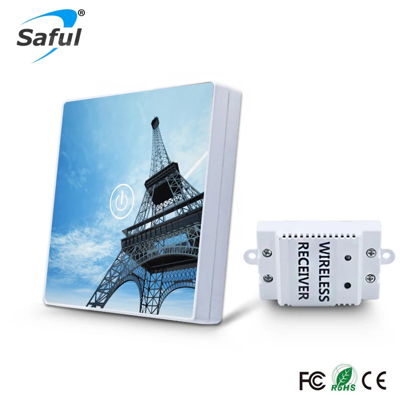 

Saful 1 Gang 1 Way Crystal Glass Switch DIY Painting Touch Screen Wall Switch Remote Wireless Touch Switch For Smart Home Light