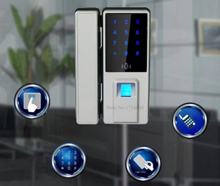 Image Top Biometric Fingerprint Door Lock Digital Fingerprint Password Key Lock Home Office Security Electronic Door Lock Alarm Audio