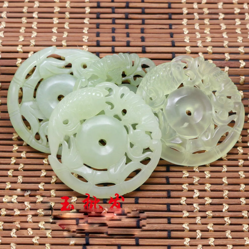 Jade кулон Xiuyan Jade рыба каждый год более чем двойной jiejiegao jade кулон ювелирные изделия кулон и свитер цепь