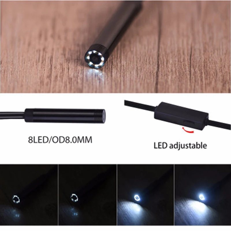 

WIFI Endoscope Camera Mini Waterproof Soft Cable Inspection Camera 8mm 1M USB Endoscope Borescope IOS Endoscope For Iphone