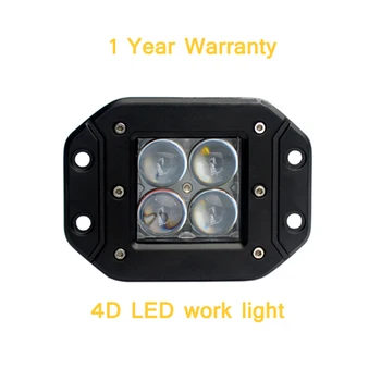 

ECAHAYAKU 1pcs LED Work Light Bar 20W 4D Flush Mount Pod Spot Beam Off-road Driving fog Lights for Ford Jeep ATV 4x4 4WD Truck