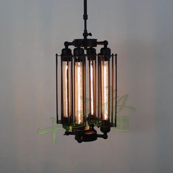 

Loft iron pendant light 4 edison bulbs. nightclub industrial Steampunk metal punk lamp Vintage retro deco Lighting Fixture
