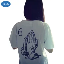 Sea mao New Harajuku Europe and America Lovers Paragraph Cotton T Shirts DRAKE OVO 6 GOD 6 God Printed Short Sleeved t shirt top