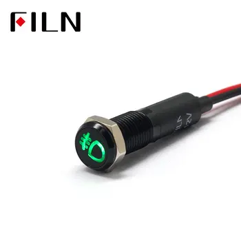 

FILN 8mm Car dashboard front fog light symbol led red yellow white blue green 12v led indicator light with 20cm cable