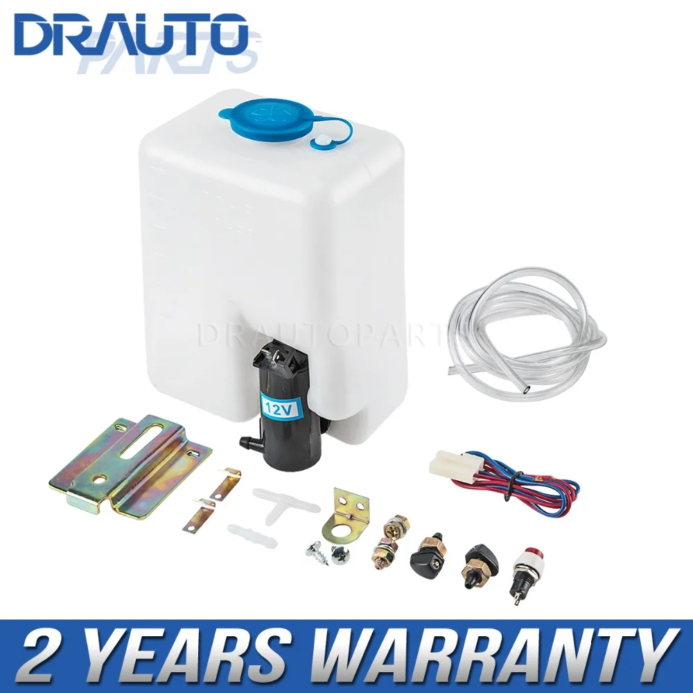 

12V Universal Car Windscreen Washer Bottle Kit with Pump Jet Button Switch 89001133 060210-1480