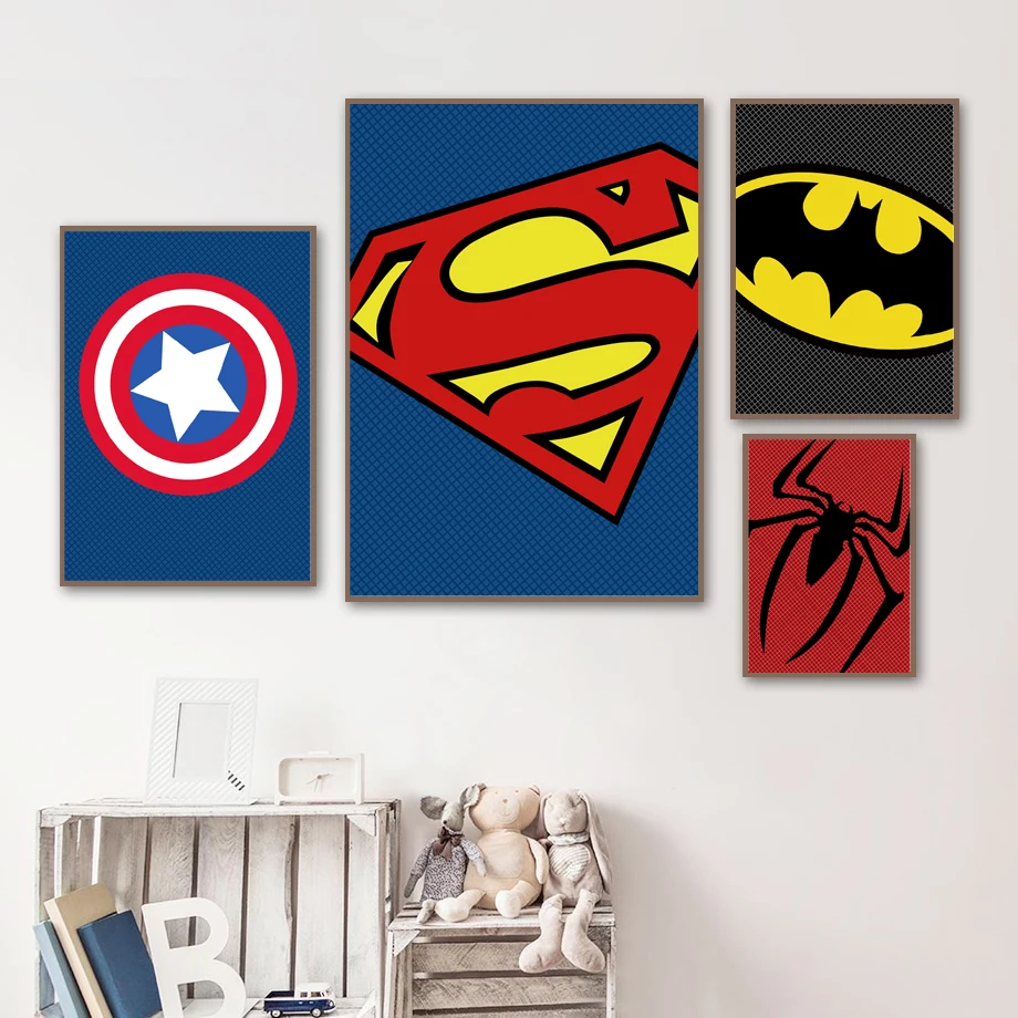 

Home Decor Printed Paintings Nordic Superman Batman Marvel Avengers Pictures Wall Art Modular Canvas Poster Bedside Background