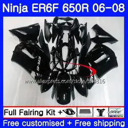 Средства ухода за кожей для KAWASAKI NINJA 650R ER6 F 650 ER-6F 06-08 4NO. 1 Ninja650R ER6F 06 07 08 ER 6F 2006 2007 2008 Обтекатели комплект глянцевый черный