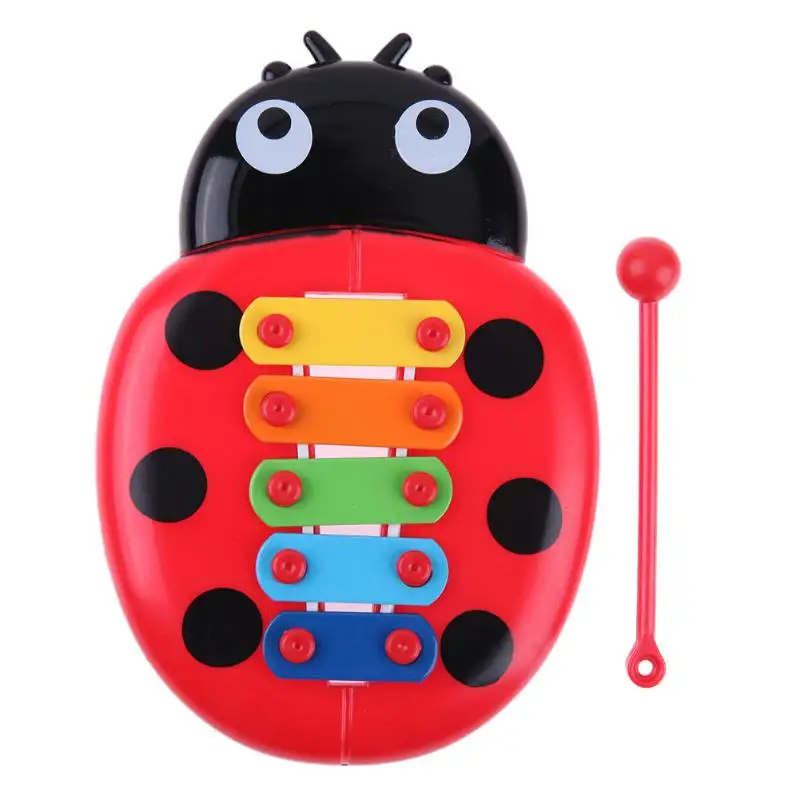Пятицветная музыкальная игрушка для фортепиано с изображением божьей коровки, Детские Музыкальные инструменты для раннего образования, детские игрушки, рождественские подарки - Цвет: Красный