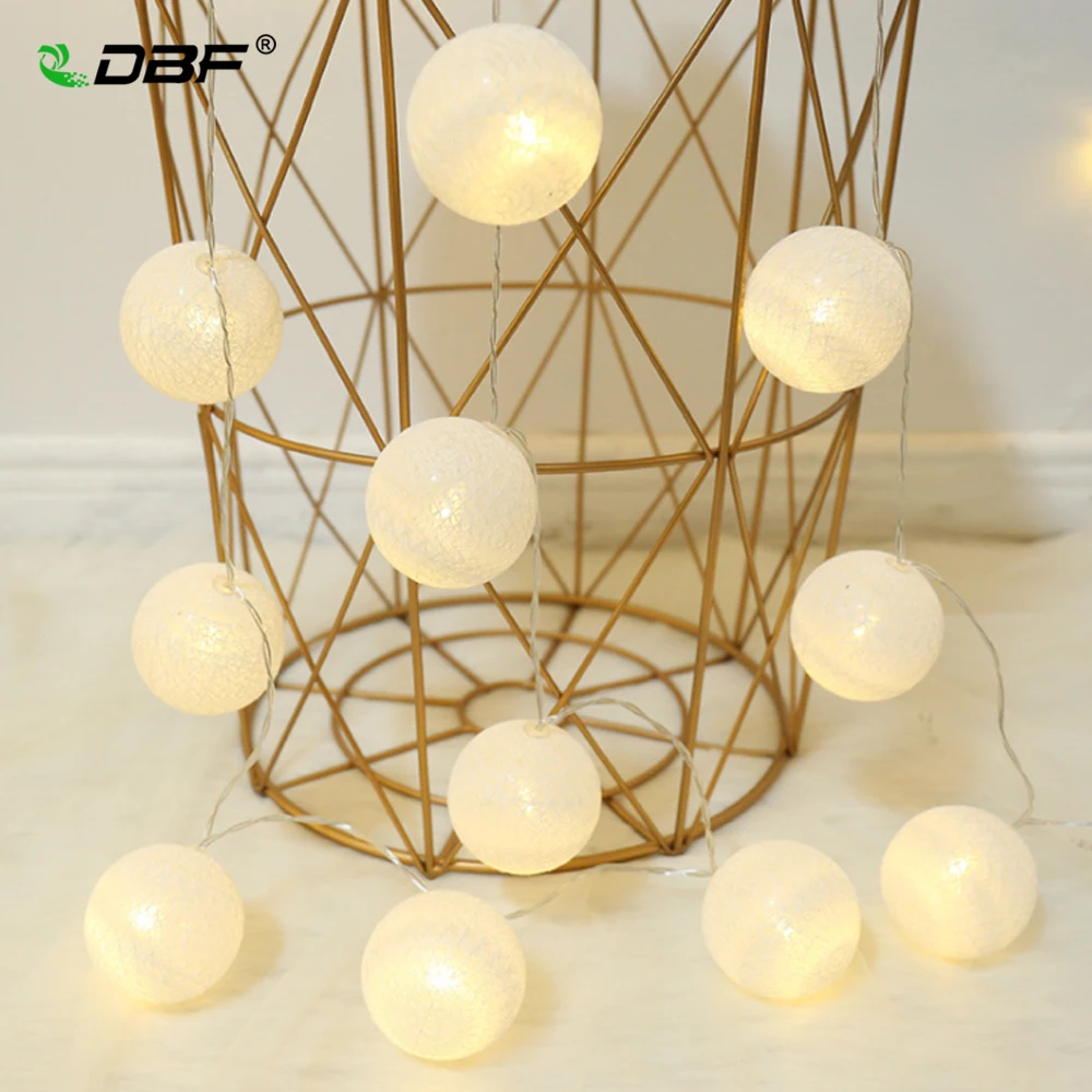 

[DBF]3m 20 Cotton Balls LED String Lights Battery Operated/EU Plug DIA 6CM Garland Cotton Ball Light Chain Guirlande Xmas Lights