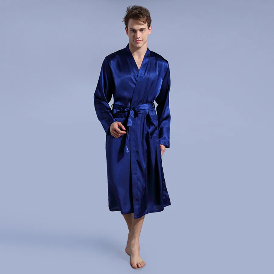 2019 осенние пикантные халат мужской халат из искусственного шелка для Для мужчин ночь пижамы кимоно длинные дизайнерские длинный рукав