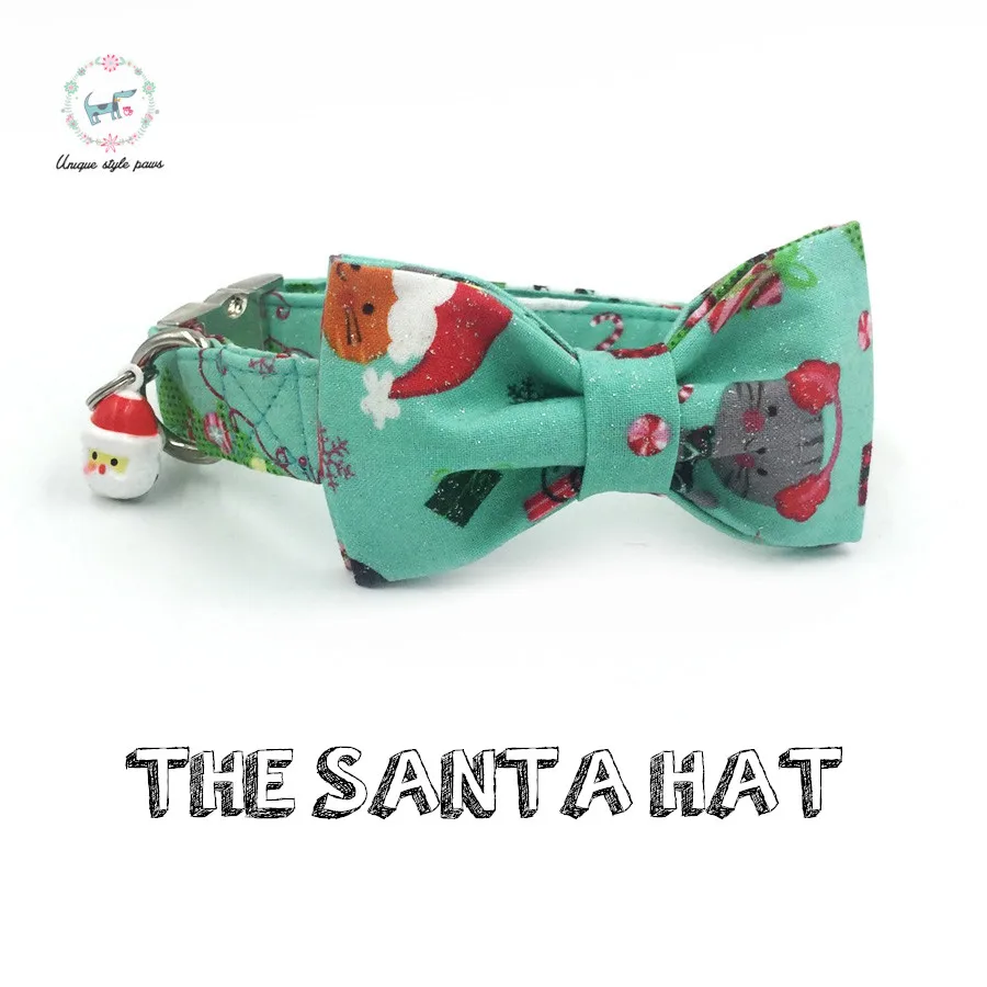 Santa hat Merry christmas dog and cat collar with bow tie ...