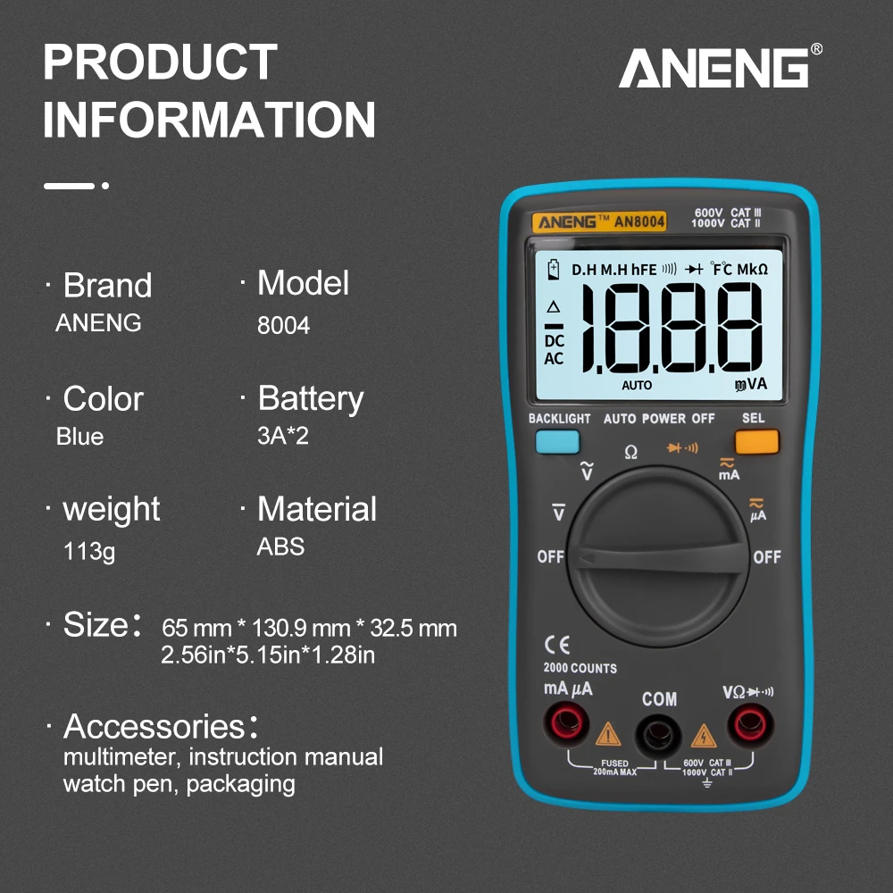 ANENG AN8004 LCD digital multimeter profesional capacitor tester esr meter richmeters inductance meter tester be true