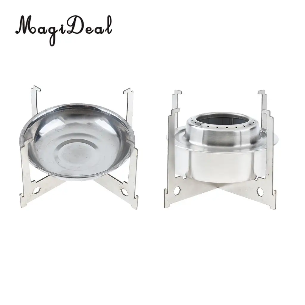 MagiDeal Camping Mini Alcohol Stove Stand Rack Spirit Burner Tray Furnace Stove Set