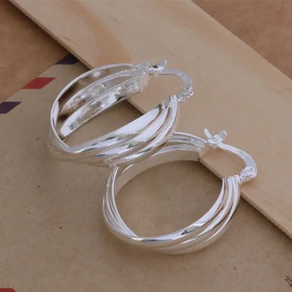 

Silver plated earrings , silver fashion jewelry earrings Three and a half line ring /bduajvba cqgalhna AE087