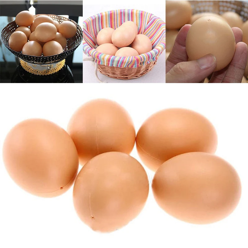 

5pcs/set Plastic Nest Dummy Chicken Egg Artificial Food Fake Egg Toy DIY Decoration For Children Home Christmas Party Supplies