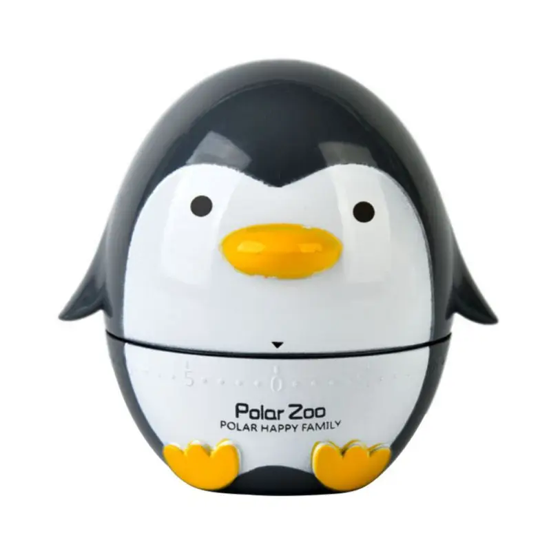 Механический таймер с милым мультяшным пингвином Макс 60 минут, кухонные часы с напоминанием о готовке, без батареи - Цвет: B
