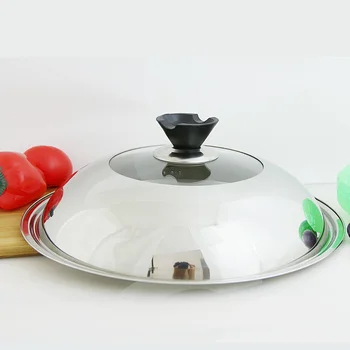 

Composite stainless steel visual glass pot lid electric cooker frying pan visible pan cover kitchen cookware oil proofing