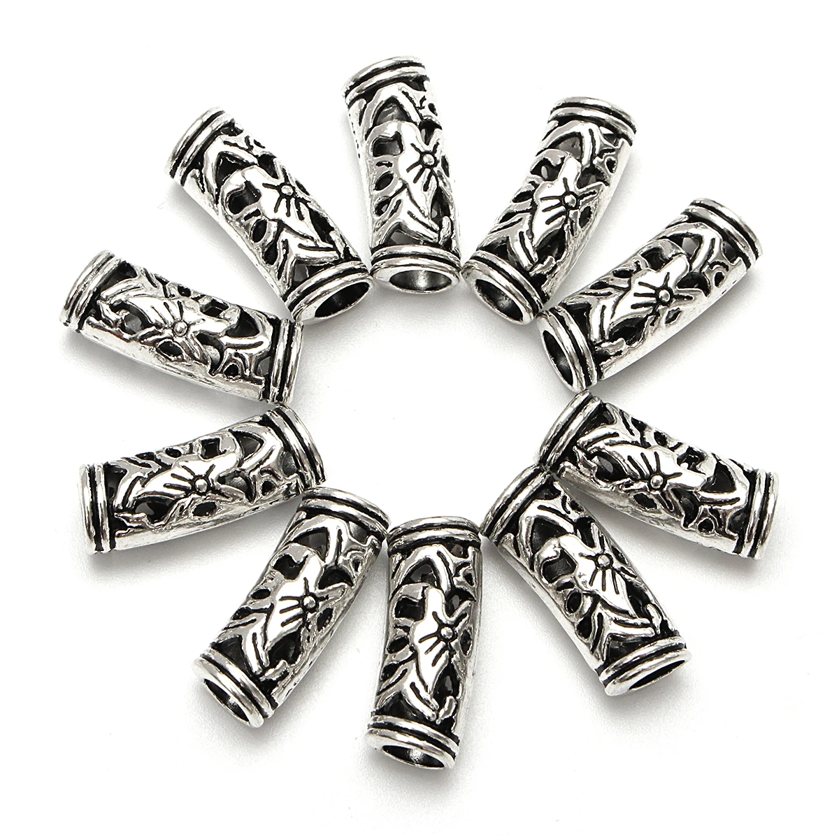 

10Pcs Alloy Spacer Hair Braid Silver Dread Dreadlock Bead Cuff 5mm Hole Clip Micro Rings Tube For Hairbraid Hairstyling Tool