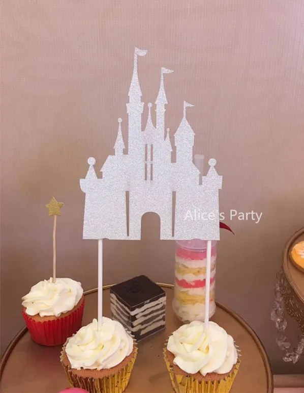 Hot Silver Big Castles Wedding Cake Toppers Party Decorations Bridal