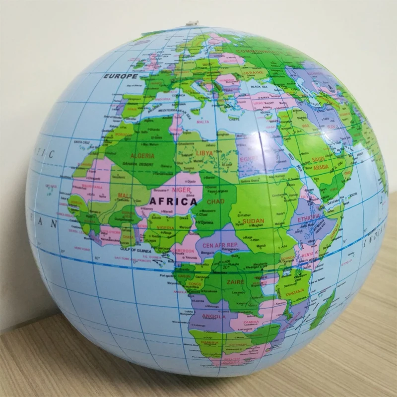 Early Education Geography Toys 1pcs 40CM Inflatable World Globe Map ball Squishy Toys Map Balloon Beach Ball Toy For Children