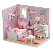 Милая комната DIY деревянный дом Miniaturas с мебели DIY Миниатюрные домики кукольный домик игрушки для детей Рождество и день рождения H15