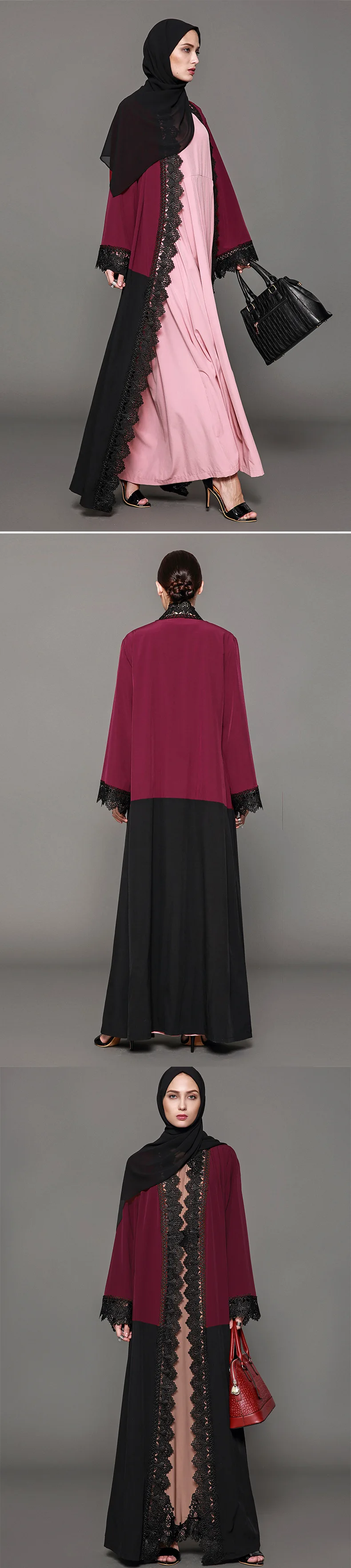 2019 модное кружевное женское мусульманское платье кардиган Восточный халат из марокена Ближний Восток Дубай, Турция плюс Размеры 5XL женская