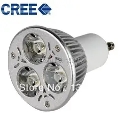 Бесплатная доставка Оптовая продажа; Мощность затемнения GU10 3x3 Вт 9 Вт Светодиодный прожектор лампы CREE светодиодный 85 ~ 265 В лампа светильник