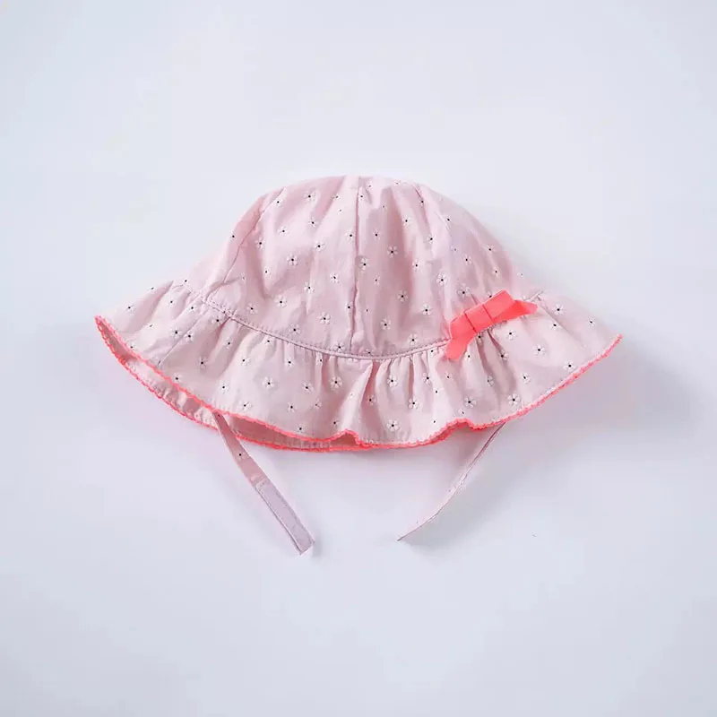 Розовая хлопковая Детская шляпа с оборками, короткий край, Пляжная Солнцезащитная шляпа для девочек, высокое качество, солнцезащитные кепки для девочек, детская шапка