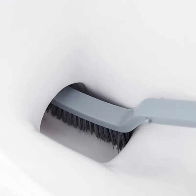 Toilet Brush Curved Shaped Handle Sanitary Cleaning Bathroom Bowl Rim Scrub Tool