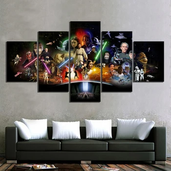 

5 Piece Star Wars Movie Poster Wall Sticker Paintings Fantasy Art Spaceship Pictures Canvas Paintings Wall Art for Home Decor