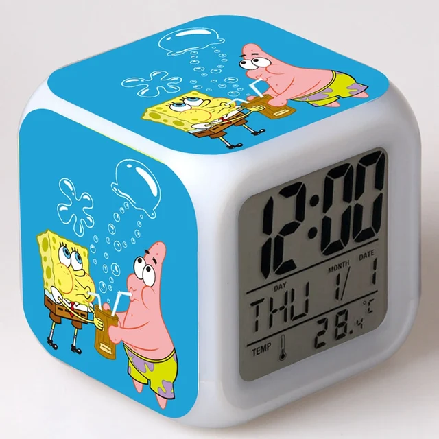 Alarm Clock SpongeBob SquarePants LED 7 Color Flash ...