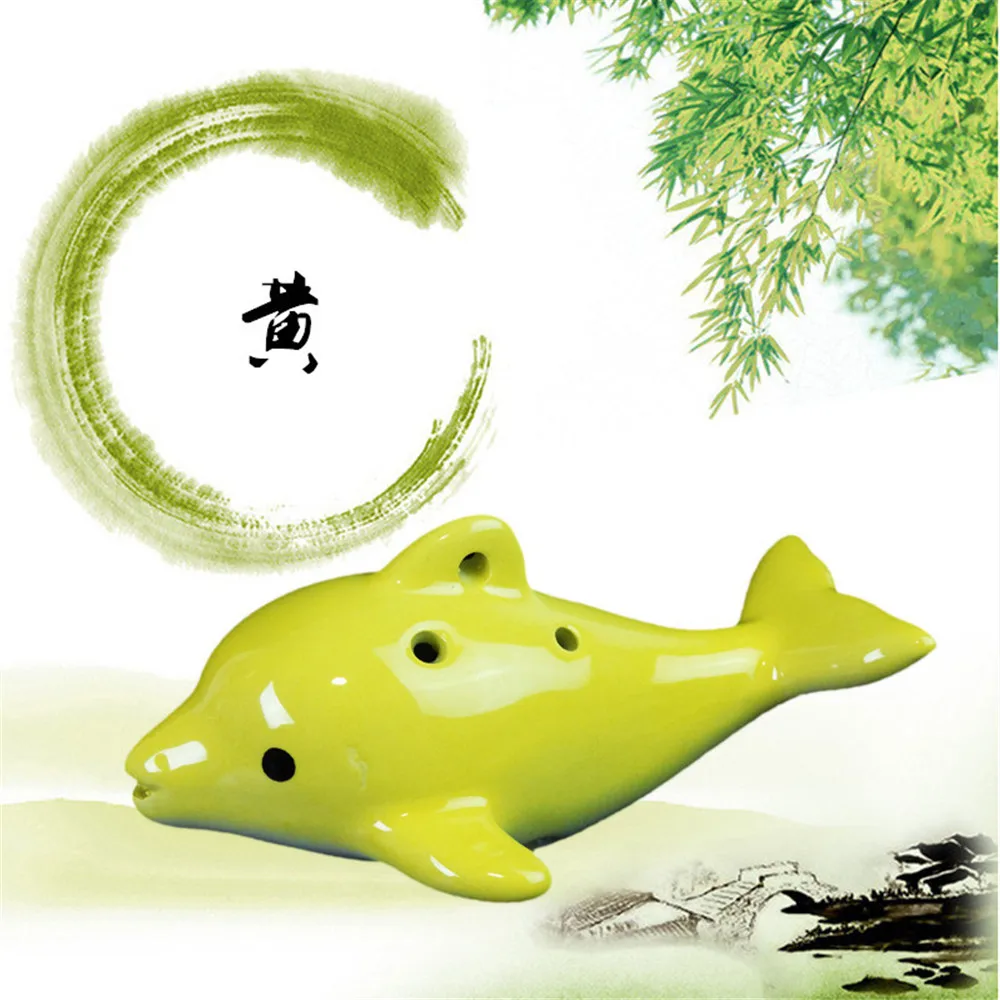 Ocarina 6 отверстий музыкальный инструмент Дельфин окарина украшения детский музыкальный инструмент подарок - Цвет: Yellow