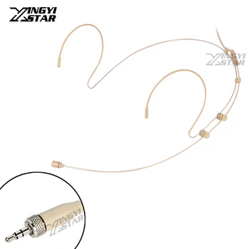 

Beige 3.5mm Jack Stereo Screw Lock Double Earhook Mic Headworn Headset Microphone For Wireless Beltpack XSW1 EW100 EW300 EW500