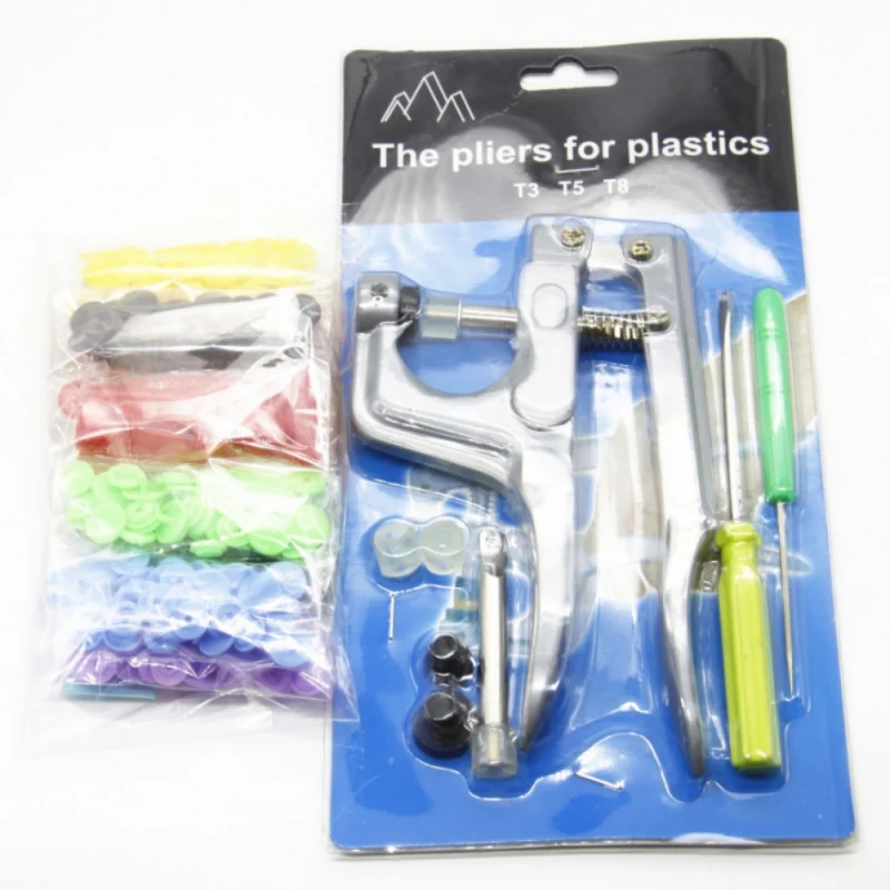 

100 sets of T5 buttons a set of tool tongs DIY children's clothing accessories colored plastic buttons