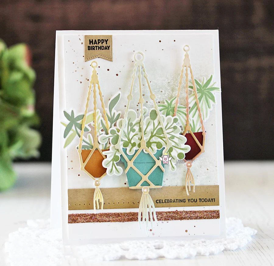 

Mmao Crafts Metal Steel Cutting Die New Plant hanging potted Stencil For DIY Scrapbooking Paper/photo Cards Embossing Dies