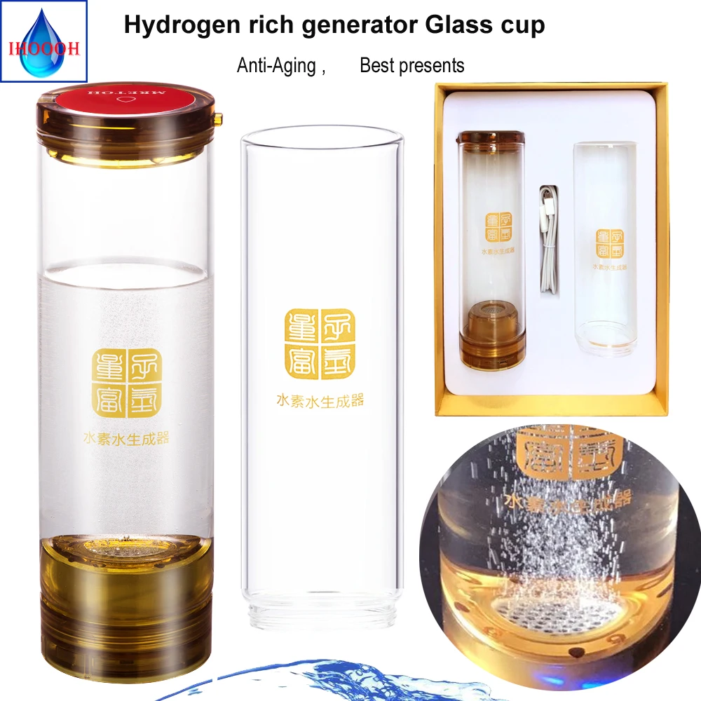 

Anti-Aging Hydrogen generator water bottle 600ml H2 Ionizer Containing acid water chamber to remove chlorine and ozone