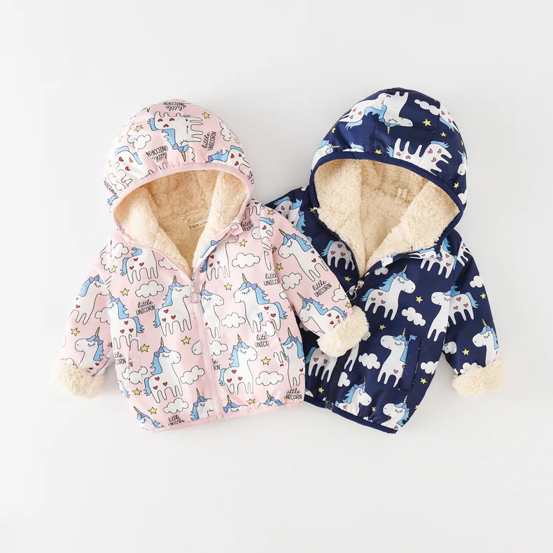 

Kids Winter Unicorn Waterproof Girls Jacket&Coat Warm Fashion Children Girls Clothing Hooded Baby Girls Jacket Child Outerwear