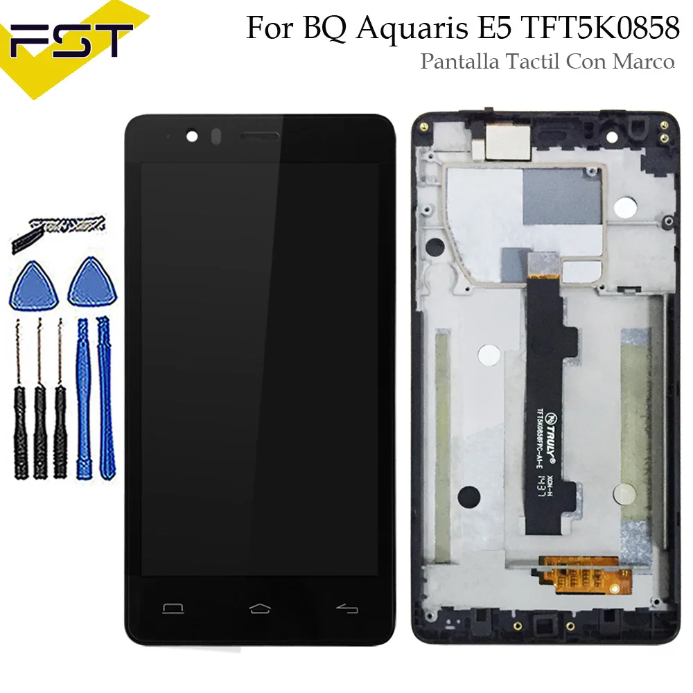 

LCD Tactil With Frame For BQ E5 0858 Full Display LCD Screen+Touch Digitizer For BQ Aquaris E5 lcd TFT5K0858FPC-A1-E +Tools