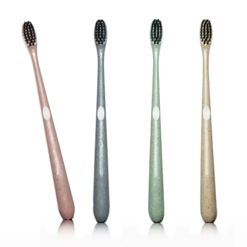 

Creative Adult Soft Toothbrush Portable Random Color Wheat Straw Tooth Cleaning Charcoal Bristle Brush with Travel Storage Case