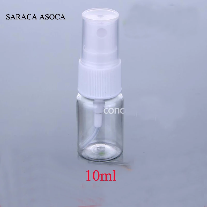 

10ml Mini Small Empty Plastic Refillable Bottles 100pcs/lot White Cap Transparent Spray Bottle